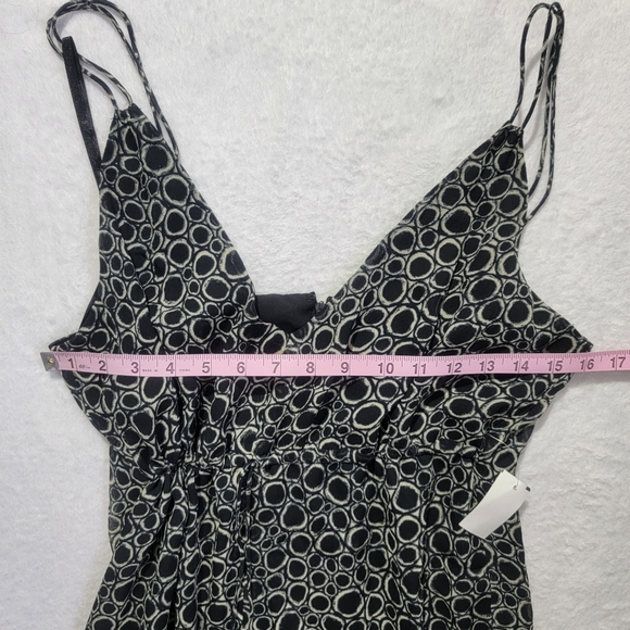 NWT Kenneth Cole 100% Silk Sleeveless Dress Waist Tie Black Cream Circles Sz 14 - Picture 12 of 13